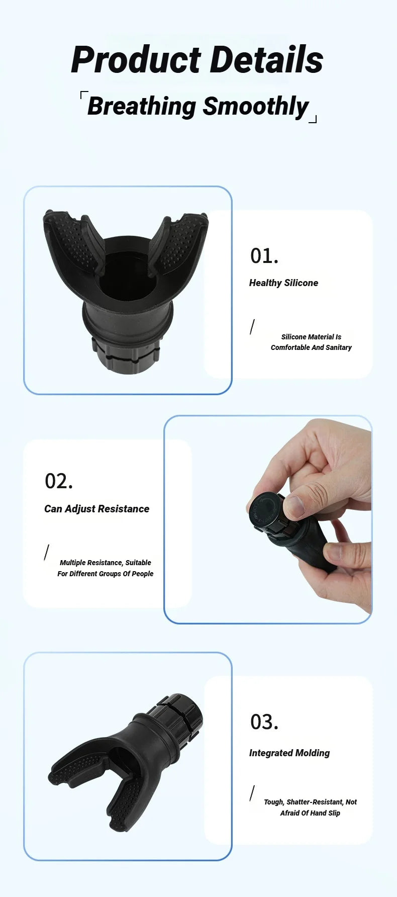 Portable Breathing Exercise Lungs Portable Breath Fitness Sports Exerciser Device Endurance Workout with Adjustable Resistances