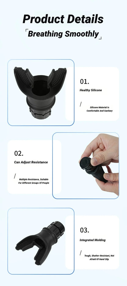 Portable Breathing Exercise Lungs Portable Breath Fitness Sports Exerciser Device Endurance Workout with Adjustable Resistances