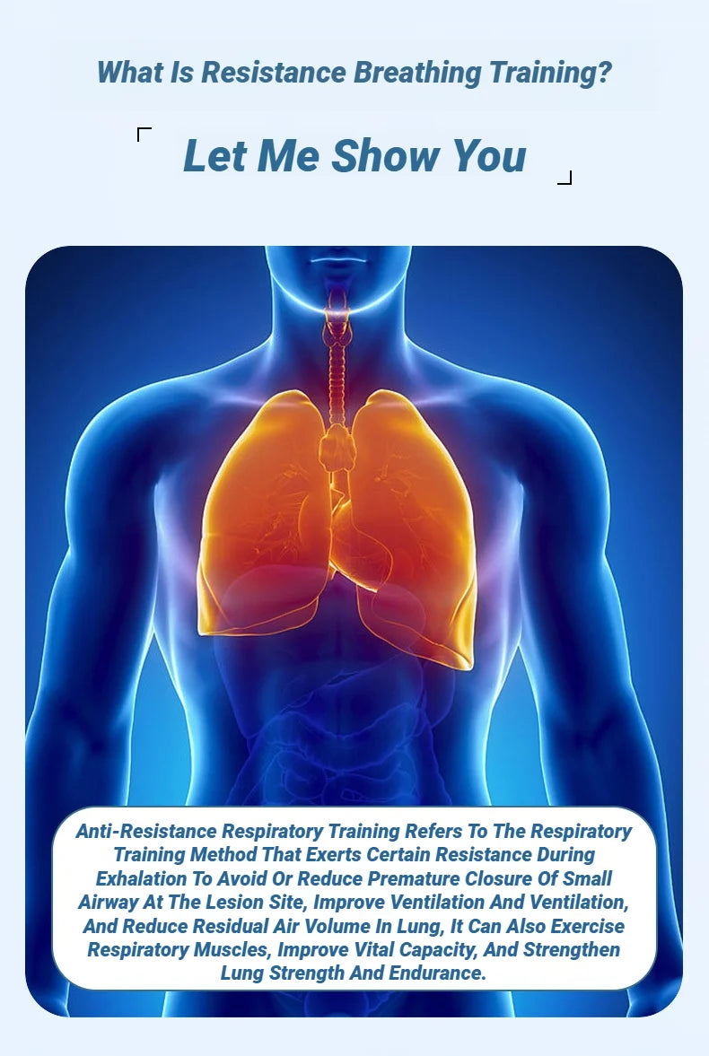 Portable Breathing Exercise Lungs Portable Breath Fitness Sports Exerciser Device Endurance Workout with Adjustable Resistances