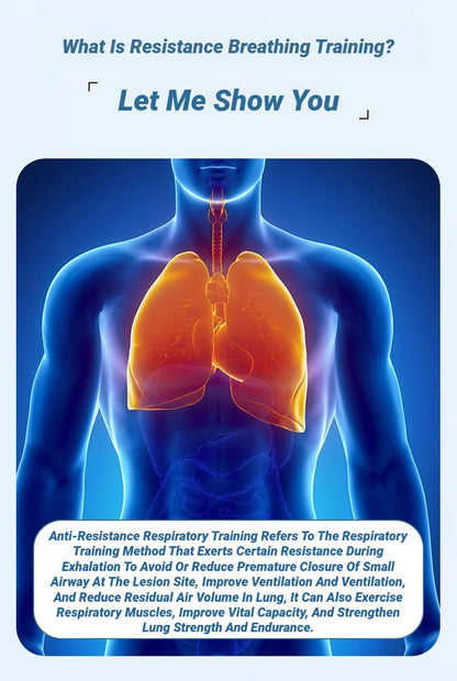 Portable Breathing Exercise Lungs Portable Breath Fitness Sports Exerciser Device Endurance Workout with Adjustable Resistances
